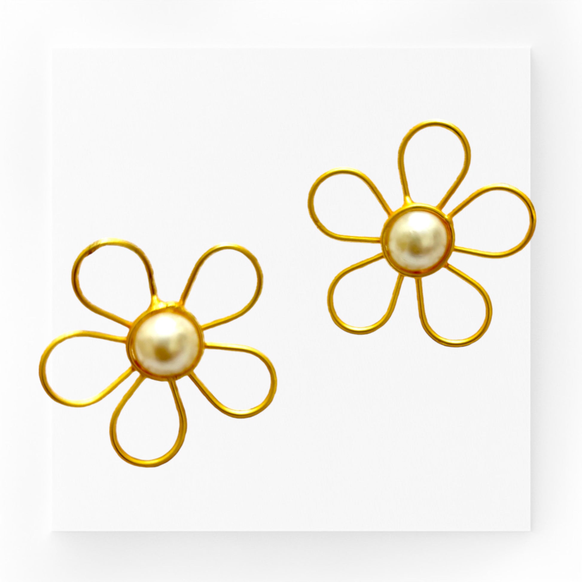 Floral-Brass-Earrings-With-Pearl-Stone