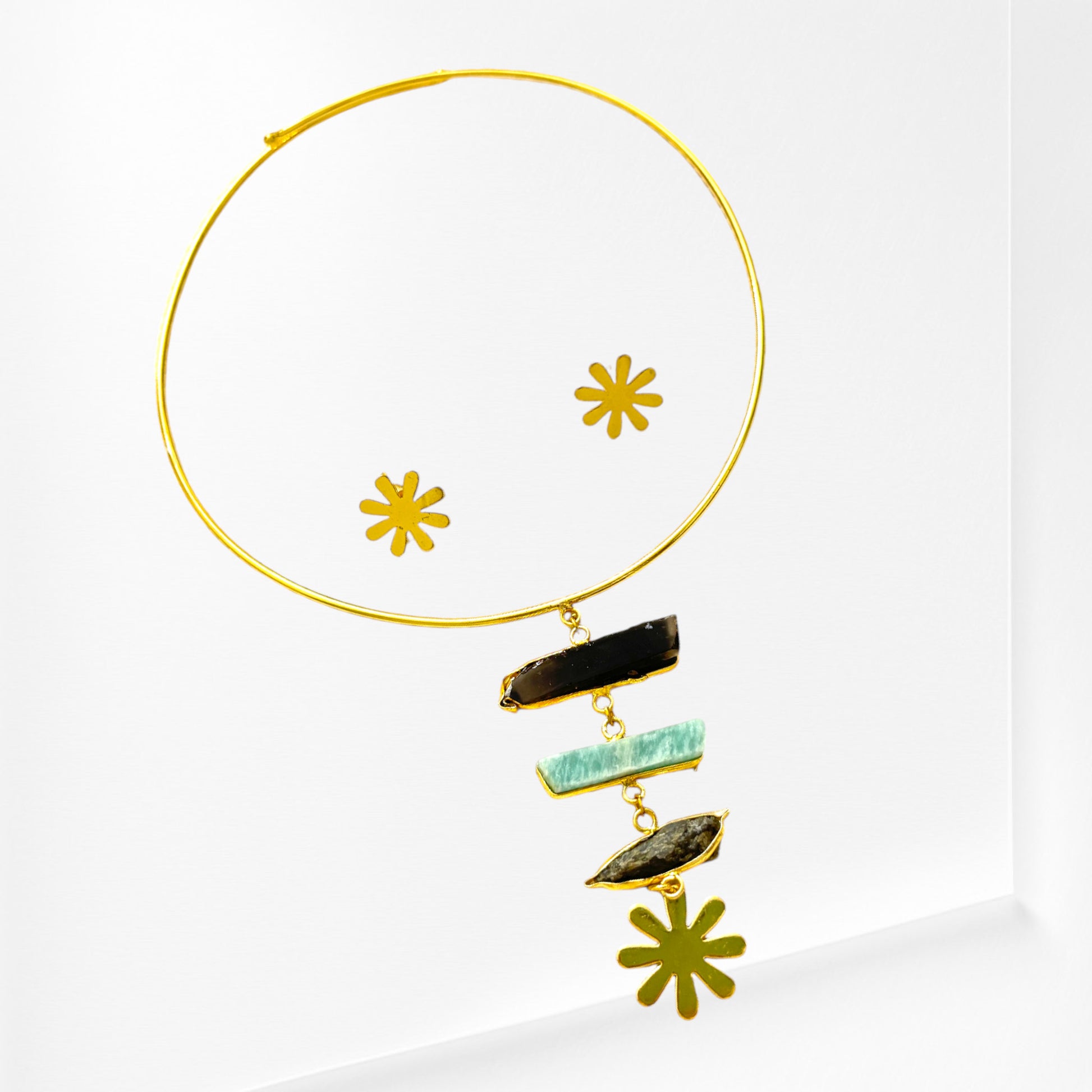 Statement-Charm-Pendant Necklace-With-Floral-Earrings