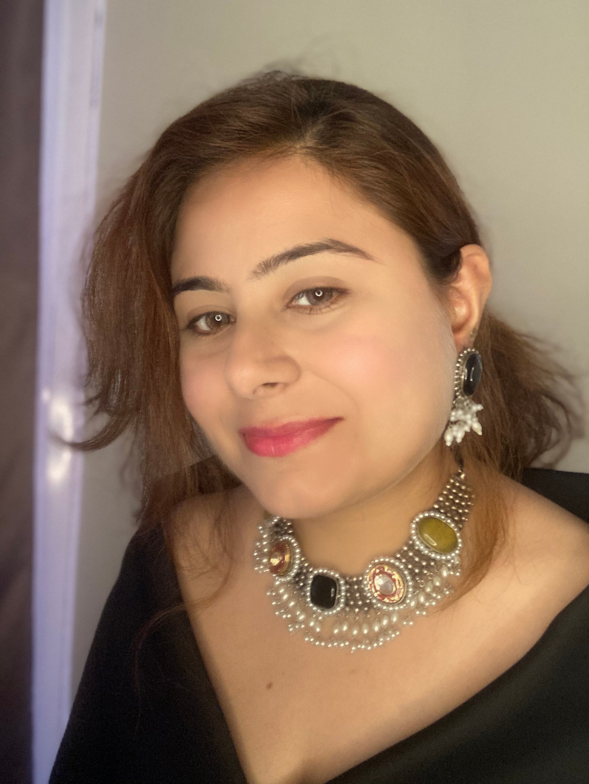 Styled-Meauiful-Silver-Oxidized-Jewellery-Set-In-USA