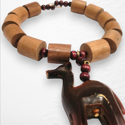 Meauiful's Beaded Choker Necklace with Horse Pendant