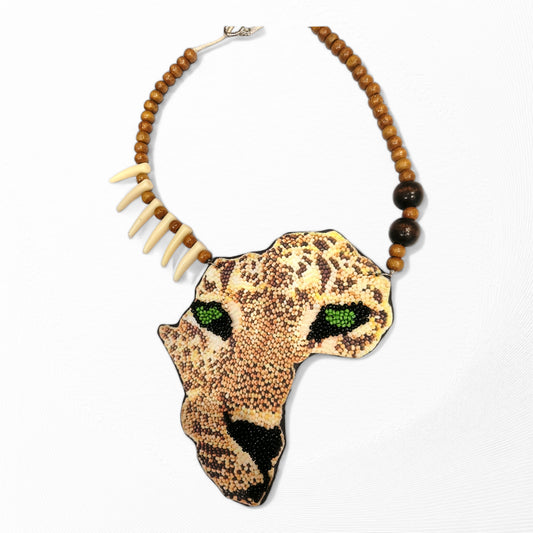 Meauiful's Mystical Tiger Mask Long Beaded Necklace