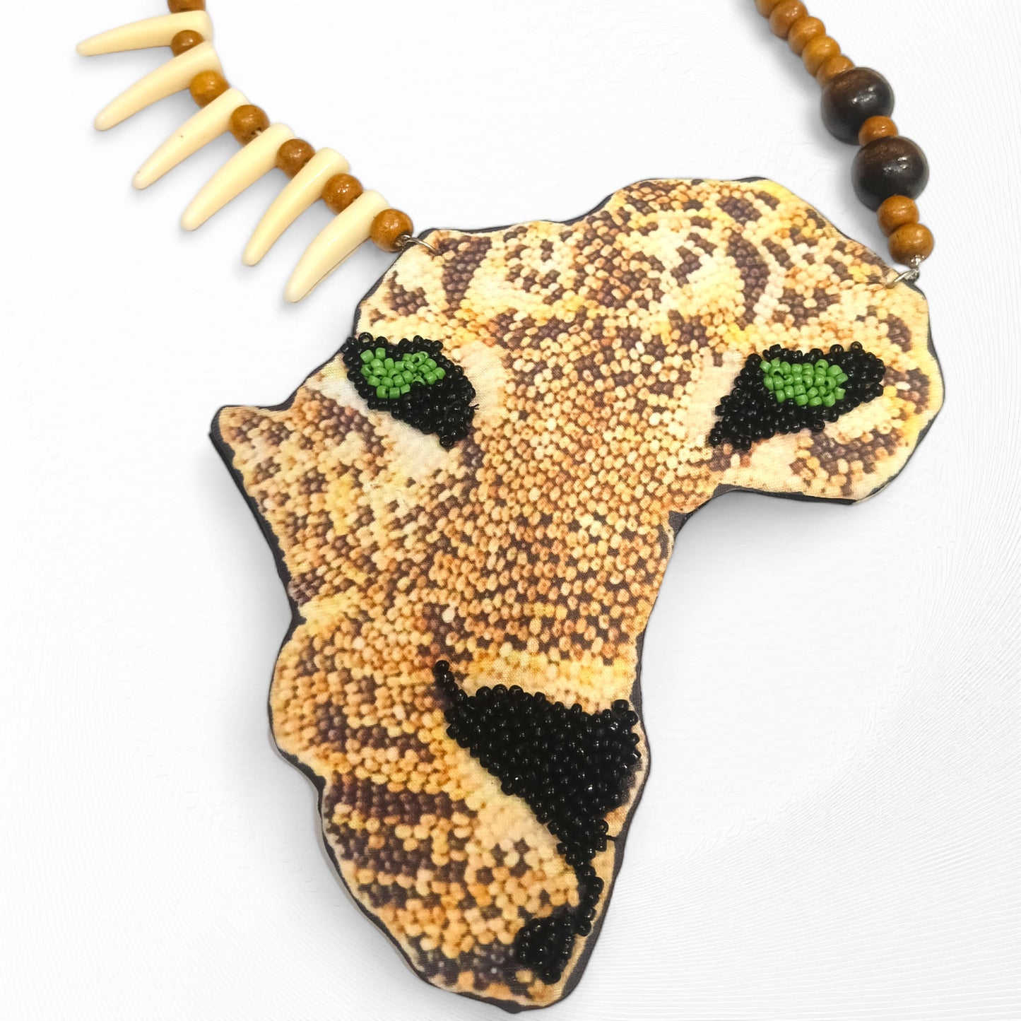 Meauiful's Mystical Tiger Mask Long Beaded Necklace