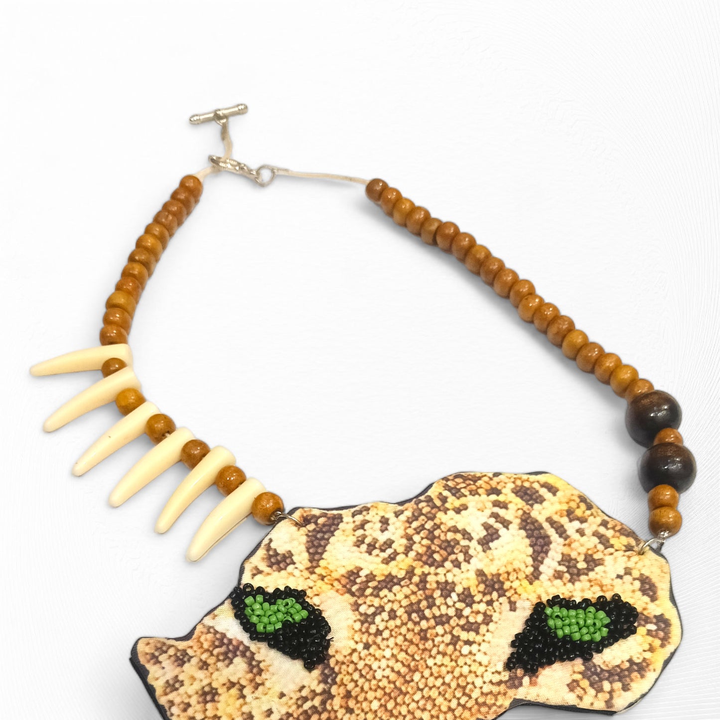 Meauiful's Mystical Tiger Mask Long Beaded Necklace