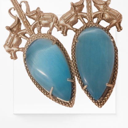 Meauiful’s Blue Monalisa Stone Costume Jewelry Earrings