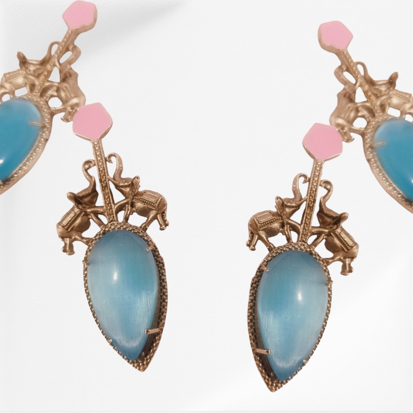 Meauiful’s Blue Monalisa Stone Costume Jewelry Earrings