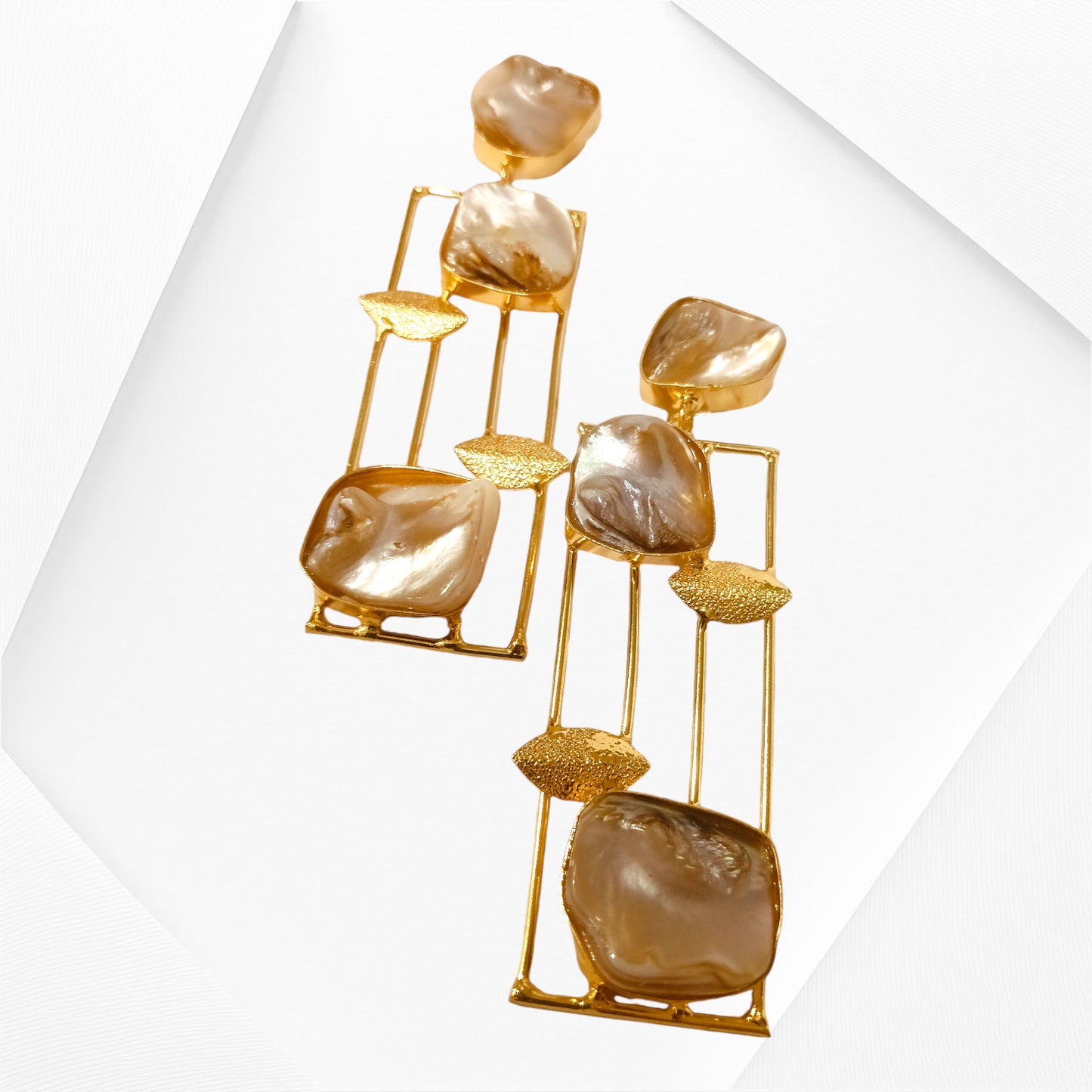 Meauiful’s Royal Rectangular Large Gold Statement Earrings