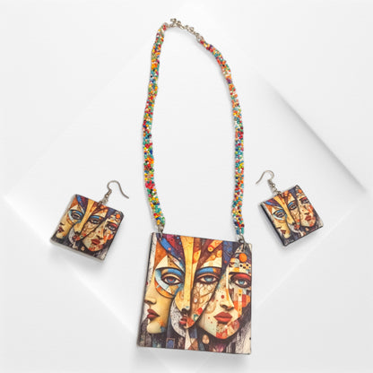 Meauiful’s Colorful Fabric and Bead Necklace Set