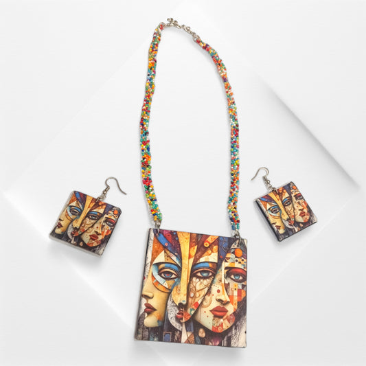 Meauiful’s Colorful Fabric and Bead Necklace Set