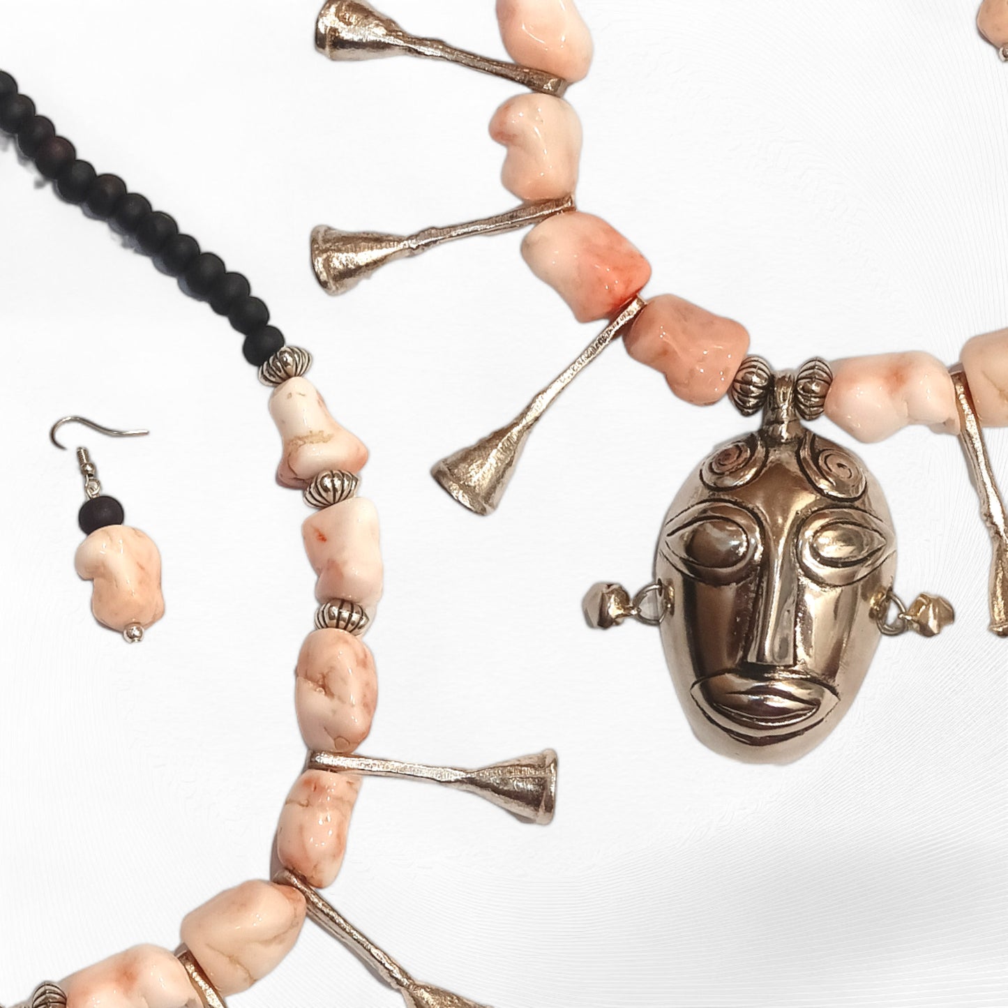 Meauiful’s Big Bead Necklace with Tribal Face Pendant